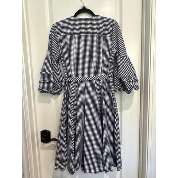 MSRP $129 Calvin Klein Gingham Bell Sleeve Wrap Dress Size 6 | SAME DAY SHIP - Picture 5 of 7